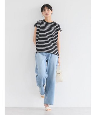 AMERICAN HOLIC 接触冷感フレンチスリーブカットプルオーバー Border Black