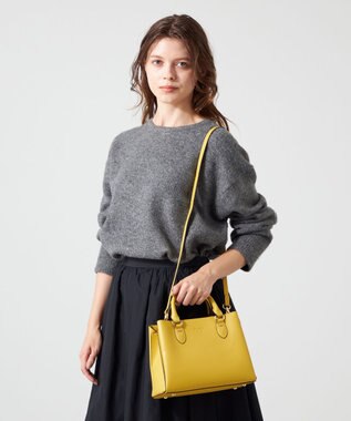 LA BAGAGERIE 【MONICA】スクエア2WAYハンドバッグ イエロー【WEB限定カラー】
