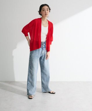 Green Parks 接触冷感ゆったりカーディガン Red