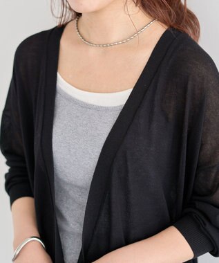 Green Parks 接触冷感ゆったりカーディガン Black
