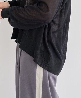 Green Parks 接触冷感ゆったりカーディガン Black