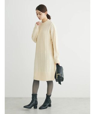 Green Parks ケーブルニットミニワンピース Ecru