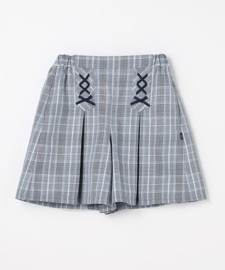 組曲 KIDS 【150-160㎝】グレンチェック キュロット サックスブルー