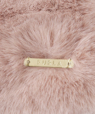 MOONBAT 【大人百花1月号掲載】FURLA フェイクファーマフラー ベルト差し込み ファーティペット ロゴプレート付 ペールピンク