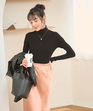 WEGO 【手洗い可】タートルネックニット ブラック