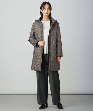 J.PRESS LADIES S 【WEB限定カラーあり・2way】コンパクトタフタキルティング  フーデッド コート スレートブラウン系