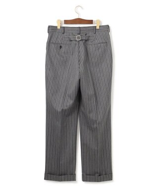 J.PRESS MEN 【J.PRESS ORIGINALS】Dark Pinstripe Wool New Piped Stem Slacks / Big Back Belt ライトグレー系1