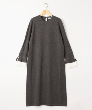 組曲 S 袖フリルニット ワンピース グレー系