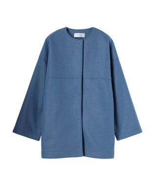 Green Parks 洗えるノーカラーショートコート Blue