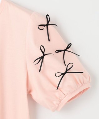 Feroux 【洗える】ランダムリボン カットソー ピンク系