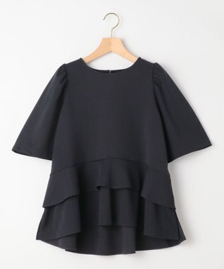 組曲 L 【接触冷感・吸湿・UVカット】ジョーゼットジャージーフリルブラウス 【WEB限定】ネイビー系9