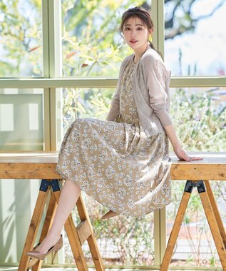 Tiaclasse シアーショートカーディガン グレージュ