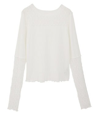 earth music&ecology レース×アイレットプルオ－バー Off White
