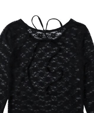 WEGO チョーカーリボン付きレースロンT ブラック