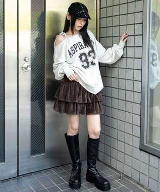 WEGO ベロアフリルスカパン ブラウン