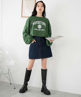 WEGO ヴィンテージライクショートスウェット グリーン