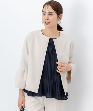 組曲 S 【KUMIKYOKU NAVY】コンフォータブルドレープ フレアスリーブジャケット サンドベージュ系