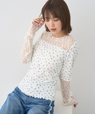 earth music&ecology レース×アイレットプルオ－バー Flower