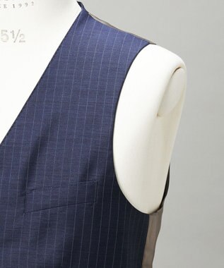 GOTAIRIKU 【Loro Piana Fabric】365 通年 3ピーススーツ(ネイビーストライプ) ダルブルー×ストライプ