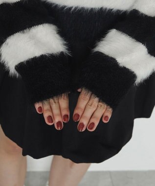 WEGO シャギーニットプルオーバー ホワイトボーダー