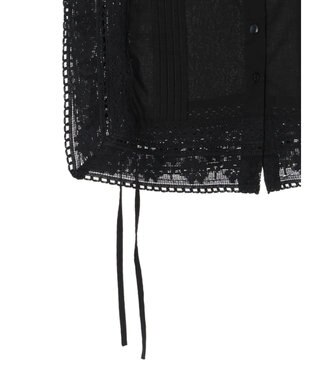 Green Parks インド綿　スクエアレース衿 Black