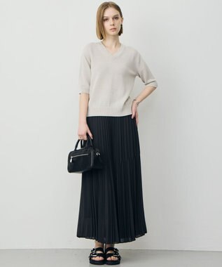 ICB L ライトジョーゼットプリーツ スカート チャコール