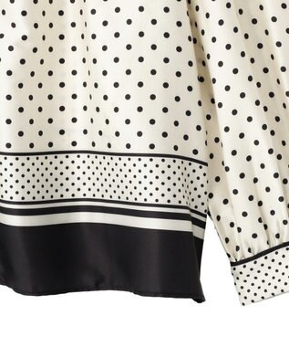 YECCA VECCA ドットパネル柄リボンブラウス Ivory