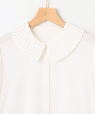 組曲 S ライトデシン プリーツブラウス アイボリー系