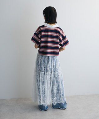 Green Parks エムブレム刺繍ショートボーダーカットソー Navy