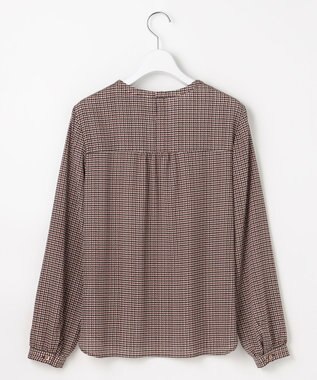 J.PRESS LADIES デシンハウンドトゥースプリント ブラウス ブラウン系