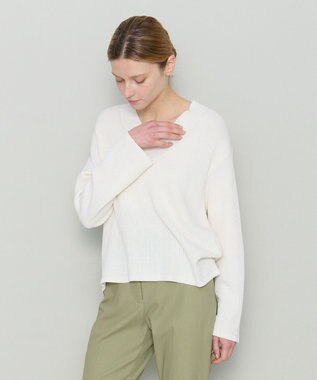 JOSEPH 【洗える】シルクコットン　Vネックニット Oyster white