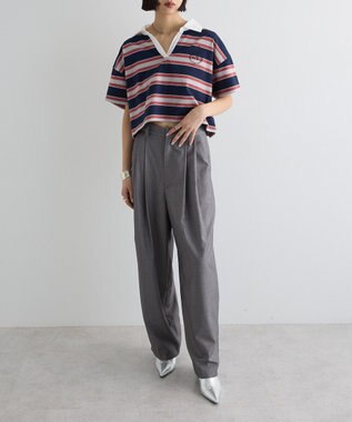 Green Parks エムブレム刺繍ショートボーダーカットソー Navy