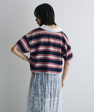 Green Parks エムブレム刺繍ショートボーダーカットソー Navy