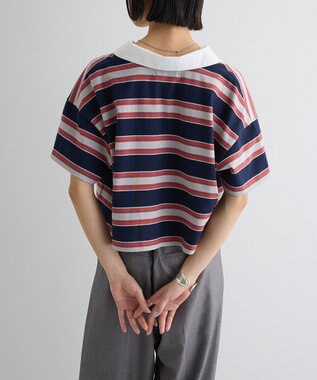 Green Parks エムブレム刺繍ショートボーダーカットソー Navy