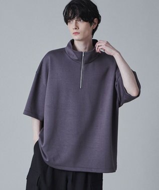 WEGO ドロストスーパーBIGハーフジップT（S） ダークグレー