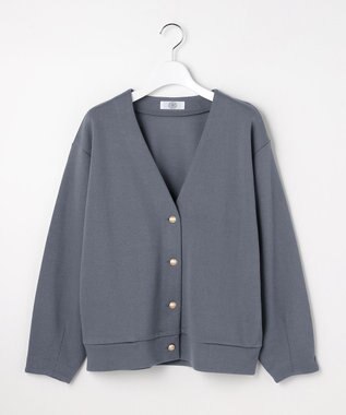 J.PRESS LADIES ジャージー Vネック カーディガン ダルブルー系