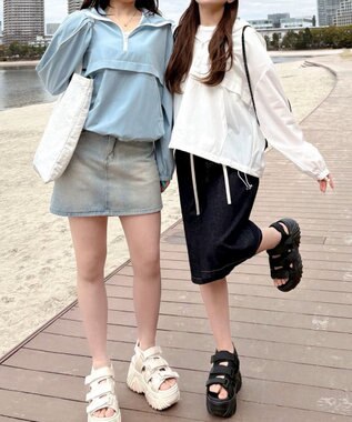 WEGO 【日焼け対策/セットアップ対応】ラッシュガードラインアノラックパーカー ブルー