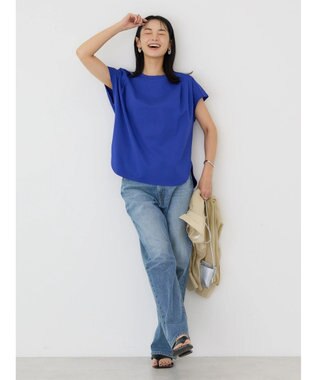 AMERICAN HOLIC 接触冷感フレンチスリーブタックポンチプルオーバー Blue