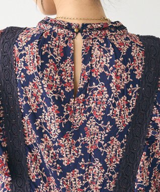 CRAFT STANDARD BOUTIQUE シャーリング袖フリルワンピース Flower Red