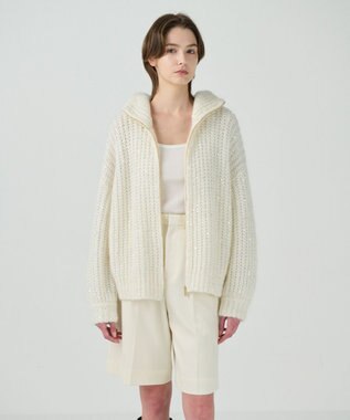 GRACE CONTINENTAL スパンコールニットブルゾン キナリ