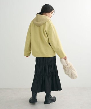 Green Parks チンツ加工シャーリングスカート Black