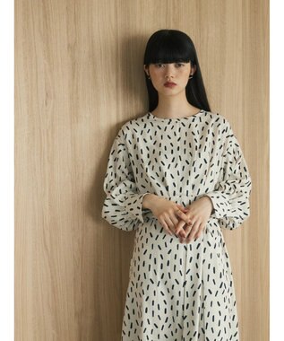 Green Parks armonia．スクエアドットプリントタックワンピース Ivory