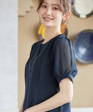 Tiaclasse 【サラごこち】ソフトペプラムカットソー ネイビー