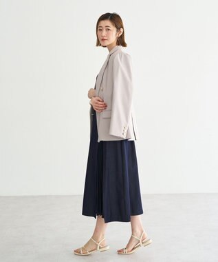 YECCA VECCA プリーツMIXフレアスカート Navy