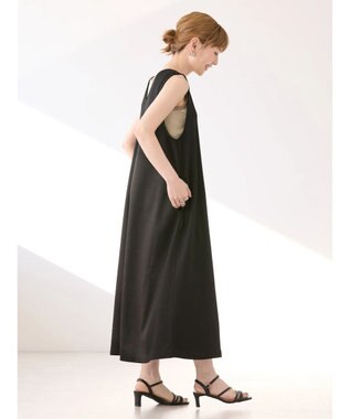 AMERICAN HOLIC 丈違いジョーゼットＶネックワンピース Black