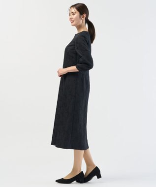 J.PRESS LADIES S ボタニカルジャガード ワンピース ダークネイビー系