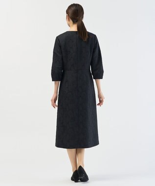 J.PRESS LADIES S ボタニカルジャガード ワンピース ダークネイビー系