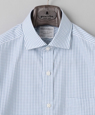 GOTAIRIKU 【形態安定】PREMIUMPLEATS_スモールワイドカラー 通年ドレスシャツ（チェック） サックスブルー系4