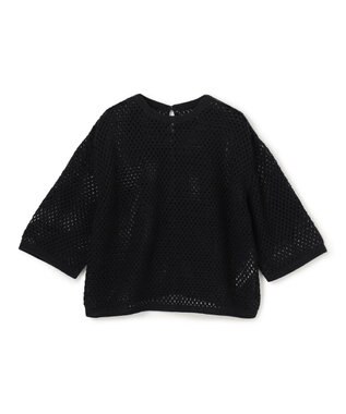 UNFILO クロシェレースニット ハーフスリーブ プルオーバー ブラック
