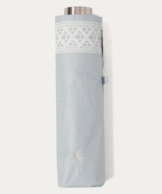 MOONBAT 【WEB限定/ 遮光率100％/遮熱/UV】POLO RALPH LAUREN（ポロ ラルフローレン）晴雨兼用日傘 ワンポイント ポロポニー レース 折りたたみ傘 グレー